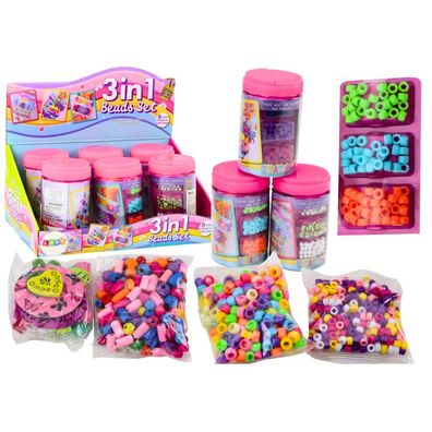 LeanToys Perlen Set im Glas zur Schmuckherstellung 3 in 1
