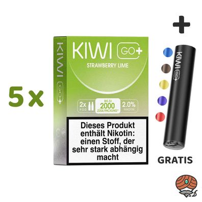 KIWI GO+ POD Strawberry Lime 20mg/ml Nikotin 5x 2 Pods + E-Zigarette GRATIS