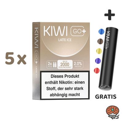 KIWI GO+ POD Latte Ice 20mg/ml Nikotin 5x 2 Pods + E-Zigarette GRATIS