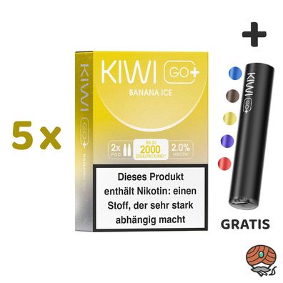 KIWI GO+ POD Banana Ice 20mg/ml Nikotin 5x2 Pods + E-Zigarette GRATIS