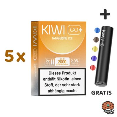 KIWI GO+ POD Tangerine Ice 20mg/ml Nikotin 5x 2 Pods + E-Zigarette GRATIS