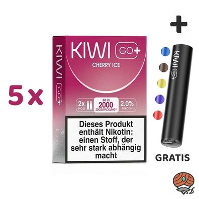 KIWI GO+ POD Cherry Ice 20mg/ml Nikotin 5x 2 Pods + E-Zigarette GRATIS