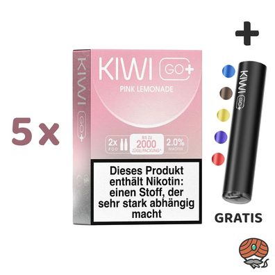 KIWI GO+ POD Pink Lemonade 20mg/ml Nikotin 5x 2 Pods + E-Zigarette GRATIS