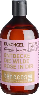 6x benecos benecosBIO Duschgel BIO-Wildrose - Entdecke DIE WILDE ROSE IN DIR 500ml