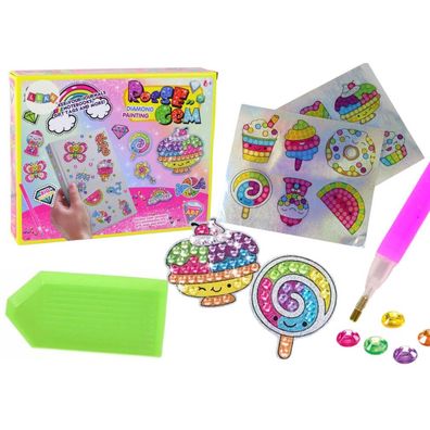 LeanToys DIY Diamantbilder Set Süßigkeiten mit bunten Aufklebern
