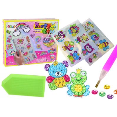 LeanToys DIY Diamant-Sticker Set Tiere, bunte Aufkleber zum Gestalten