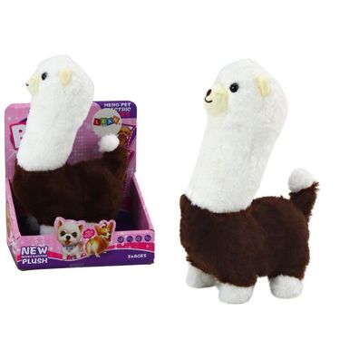 LeanToys Interaktives Lama Alpaka Spielzeug braun 23 cm