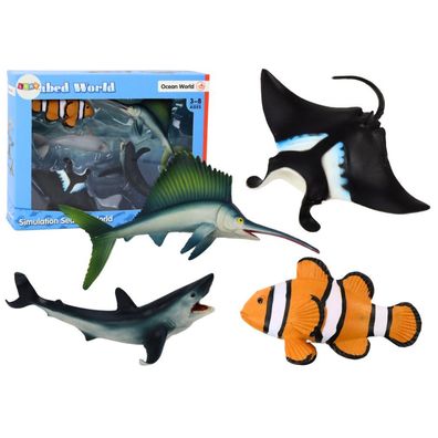 LeanToys Set mit Meeresfiguren Hai Delfin Rochen 5 Stück