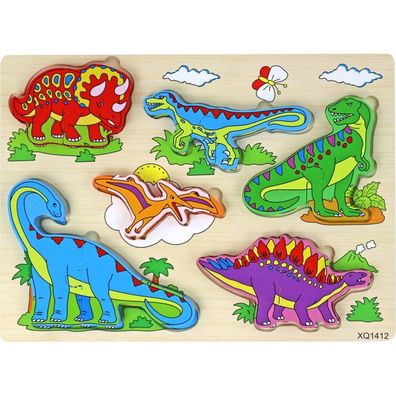 LeanToys 3D Holzpuzzle für Kinder Logikspiel Dinosaurier 11 Teile