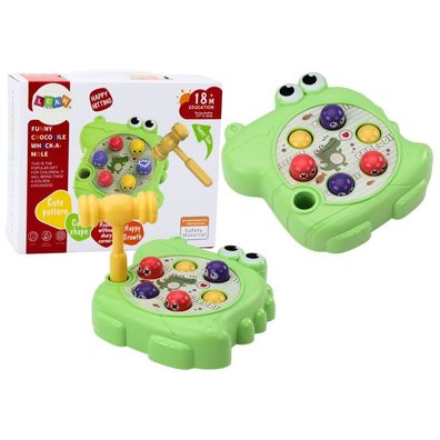 LeanToys Geschicklichkeitsspiel Krokodil mit Hammer Grün