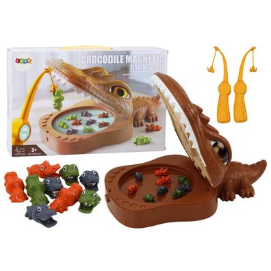 LeanToys Magnetisches Krokodilspiel Krokodil Braun