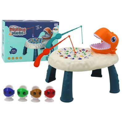LeanToys Geschicklichkeitsspiel Angelspiel mit Fischen Dino-Tisch Orange