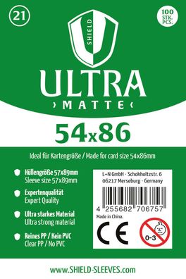 Shield Ultra Matte 21 - 100 Super Sleeves für Kartengröße 54x86 mm