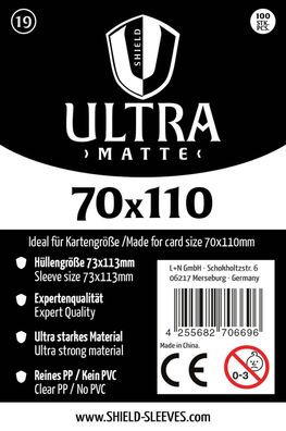 Shield Ultra Matte 19 - 100 Super Sleeves für Kartengröße 70x110 mm