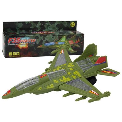 LeanToys Militärflugzeug F35 mit Licht und Sound fahrbar grün
