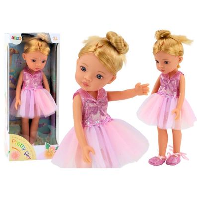 LeanToys Ballerina-Puppe Baletttänzerin in Rosa mit Kleid 33 cm