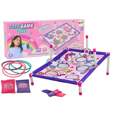 Geschicklichkeitsspiel 2-in-1 Wurfspiel mit Beutel und Ring, Einhorn-Spielbrett