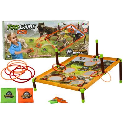 Geschicklichkeitsspiel 2-in-1 Wurfspiel mit Säckchen und Ring, Dinozaurier-Planche