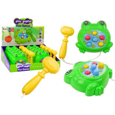 LeanToys Mini Wack-a-Mole Spiel mit Hammer an Schnur grün