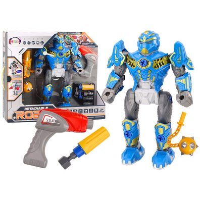 Robot zum Schrauben mit Bohrmaschine und Schraubendreher, Licht und Sound, Blau
