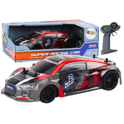 LeanToys Ferngesteuertes Drift-Auto R/C Maßstab 1:18 mit Gummireifen, Rot