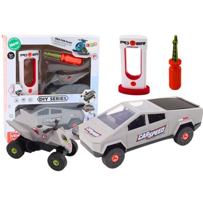 LeanToys Modernes Auto mit Quad zum Zerlegen DIY Grau
