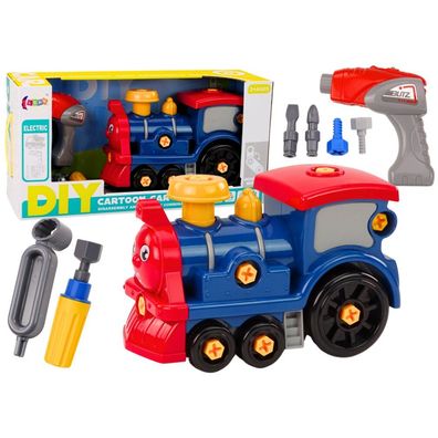 LeanToys Kreskówkowa DIY Lokomotywa zum Schrauben, granatblau
