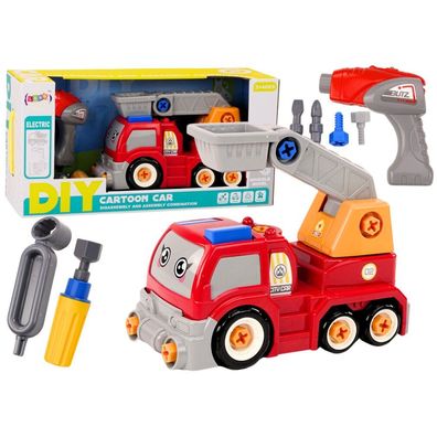 LeanToys Cartoon-LKW mit Ausleger zum Zerlegen DIY Rot