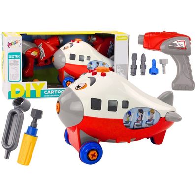 LeanToys DIY Spielzeugflugzeug zum Schrauben Rot