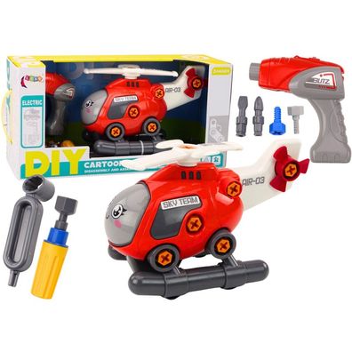 LeanToys DIY Schraub-Helikopter im Comic-Design Rot