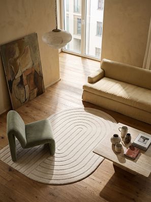Teppich Kurzflor CETINA 200x290 cm Creme 14 mm Jute Polyester Mix geometrisch