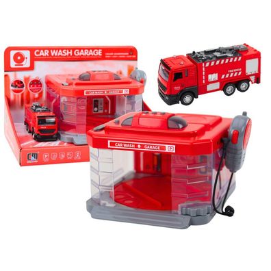LeanToys Feuerwehrwache mit Funkgerät, Licht, Sound und Wasserfunktion