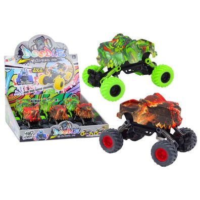 LeanToys Dinosaurier-Geländewagen mit Friktionsantrieb in Rot oder Grün