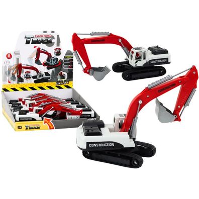 LeanToys Raupenbagger Weiß-Rot mit Metallschaufel