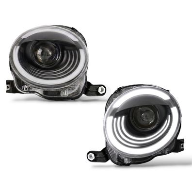 VOLL LED Upgrade Design Scheinwerfer Set passend für Fiat 500 07-24 schwarz (für we