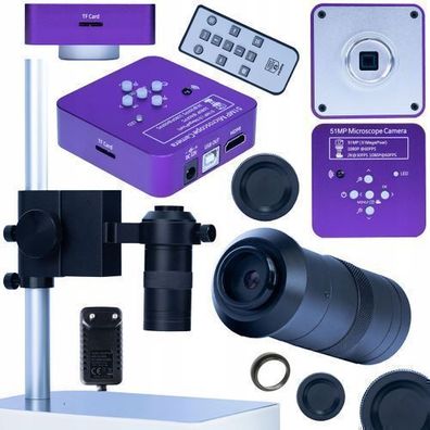 Puppis Set Mikroskopkamera 51MP + Objektiv 100x + Plattform | HDMI USB C-Mount