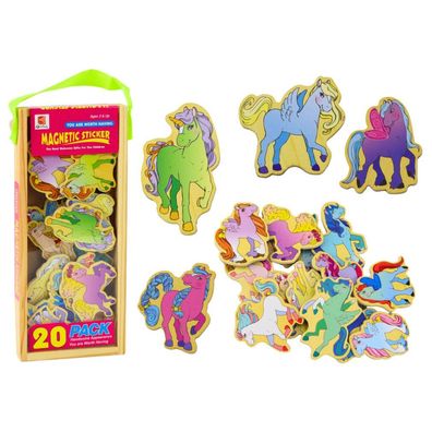 LeanToys Set aus bunten magnetischen Holz-Einhörnern, 20 Stück
