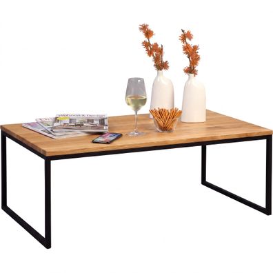Couchtisch 110x43x60 Sofatisch Wildeiche geölt Metallgestell #4559