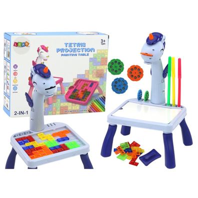 LeanToys Mini-Projektor und Tetris-Tisch 2-in-1 Einhorn Blau