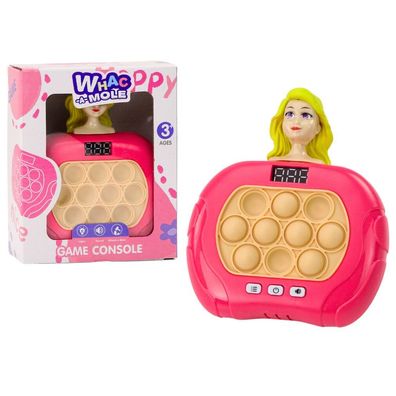 LeanToys Pop-It Klopfspiel Puppe mit Licht und Sound Rosa Sensory-Spielzeug