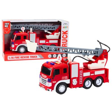Feuerwehrfahrzeug mit Hebebühne 1:16, Licht, Sound, Wasserfunktion, Antrieb, Rot