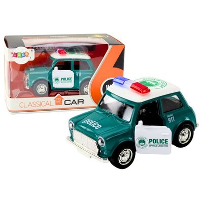 LeanToys Klassisches Polizeiauto 1:38 mit Antrieb, Licht und Sound, Grün