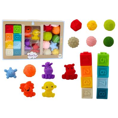 LeanToys Weiche pädagogische Badebausteine 20 Stück Tierformen