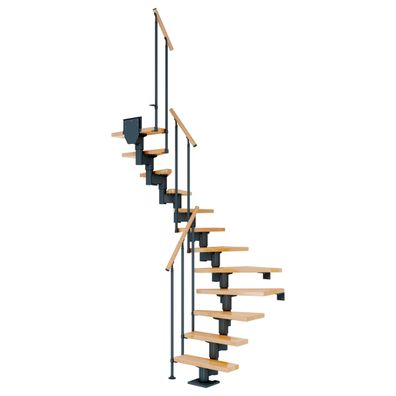 Dolle Mittelholmtreppe Dublin 1/2 gewendelt aus Buche lackiert 61 cm breit fuer GH 2