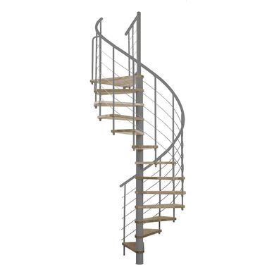 Minka Spindeltreppe Venezia Smart 38 - 305,5cm Geschosshoehe Eiche Grau 160cm Durchm