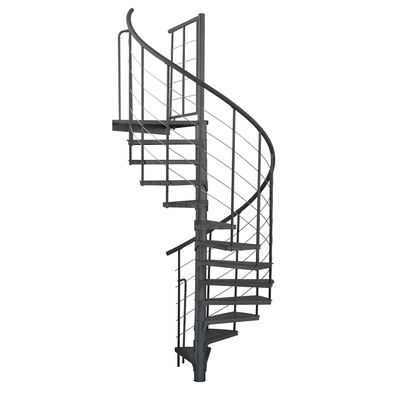 Minka Ausenspindeltreppe Spino Zink Color 38 - 305,5cm Geschosshoehe Anthrazit 160cm