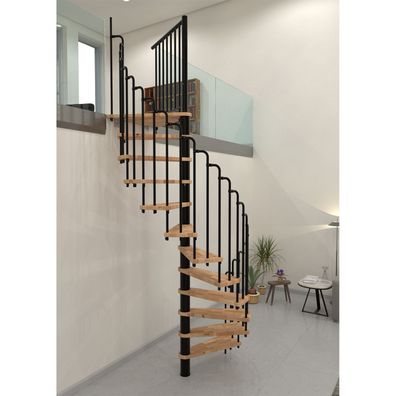 Minka Spindeltreppe Paris 38 - 282cm Geschosshoehe Buche Schwarz 140cm Durchmesser