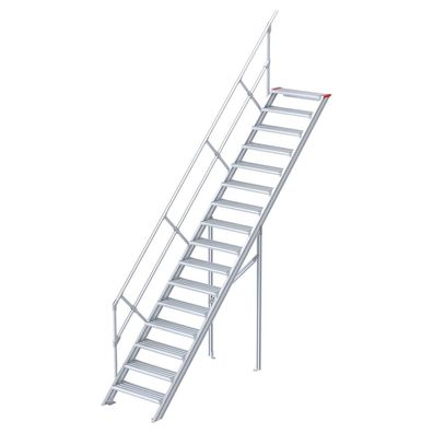 Euroline 510 Treppe 45EUR 1000mm Stufenbreite 16 Stufen Alu gerieft