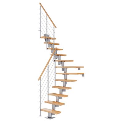 Dolle Mittelholmtreppe Dublin 1/4 gewendelt aus Buche lackiert 71 cm breit fuer GH 2