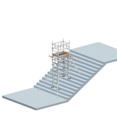 Layher Fahrgeruest SoloTower mit 2 Durchgaengen und Treppen-Kit 4,65m AH